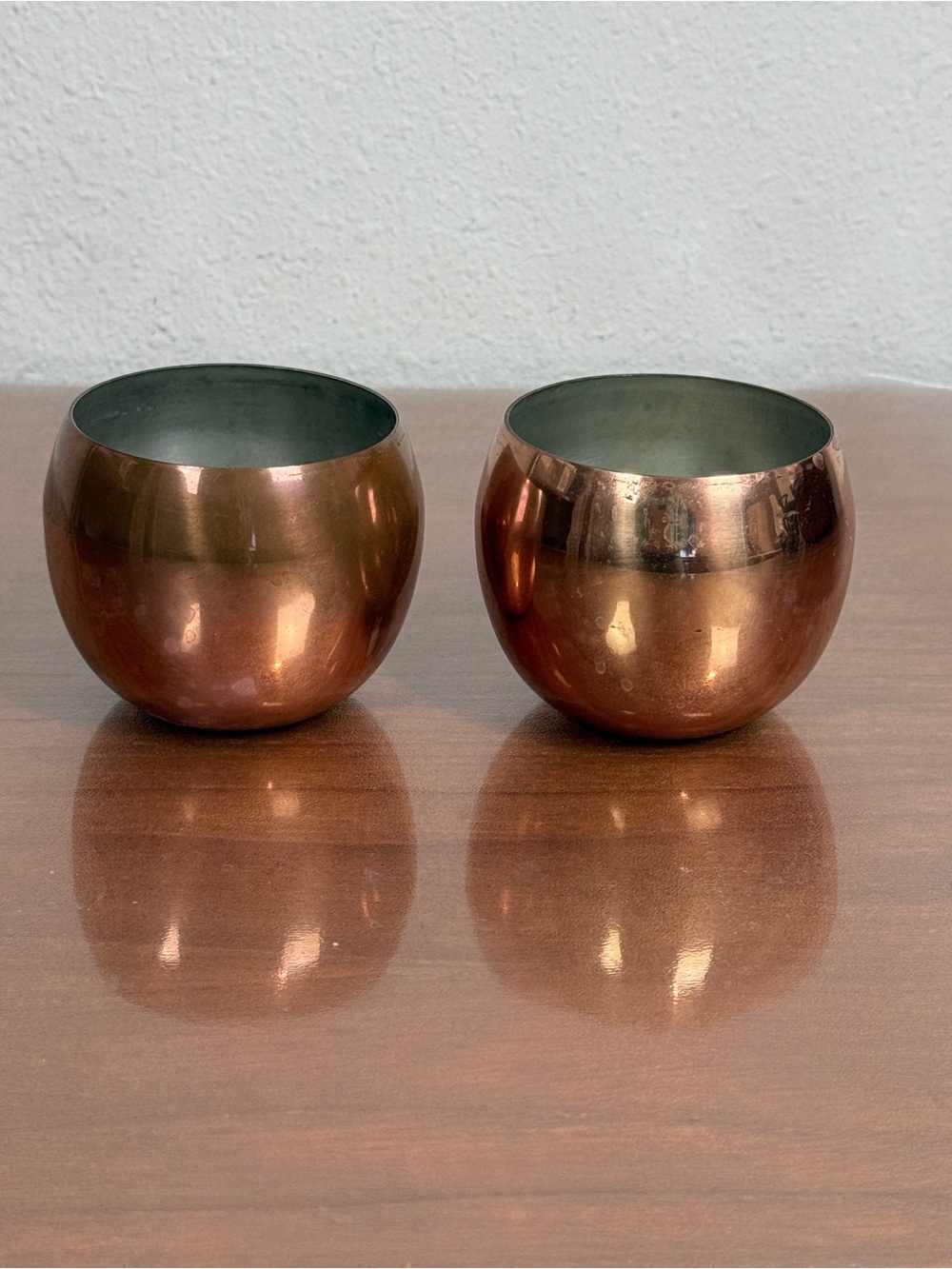 2 Copper Round Votive Candle Holders 3 inch